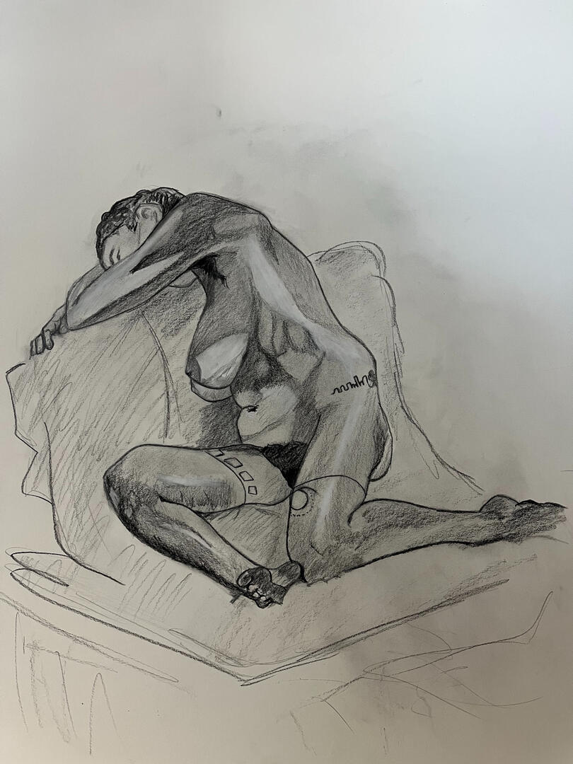  graphite + charcoal + chalk on paper, 18 x 24 in.