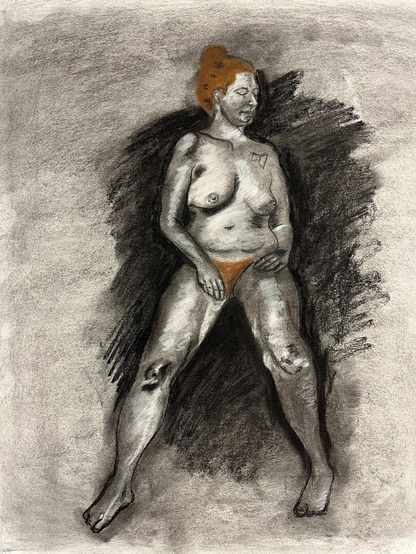  graphite + charcoal + conté crayon on paper, 18 x 24 in.